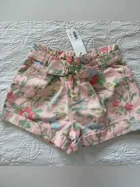 Janie and Jack Pink Floral High-Waist Tie-Front Shorts new 3T